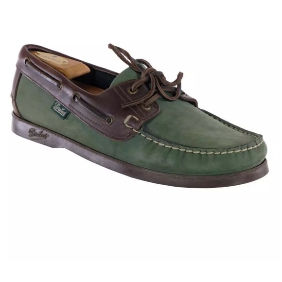 NWOT  DOONEY & BOURKE x PARABOOT Special Edition Boat Shoes Green Leather - Picture 2 of 9